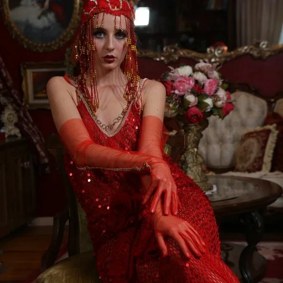 LADY ELEANOR Custom Order Red Gatsby Wedding Gown